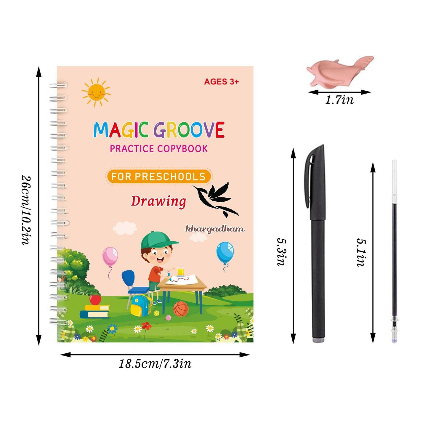 Sank Magic Practice Copybook (4 BOOKS,1 PEN,1 GRIP,10 REFILL)